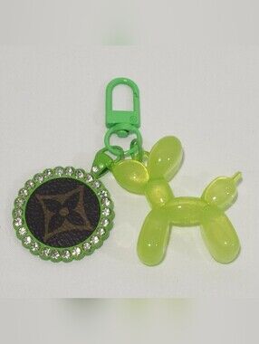 Louis Vuitton Monogram Canvas Lime Green Cabochon Balloon Dog Keychain Bag Charm